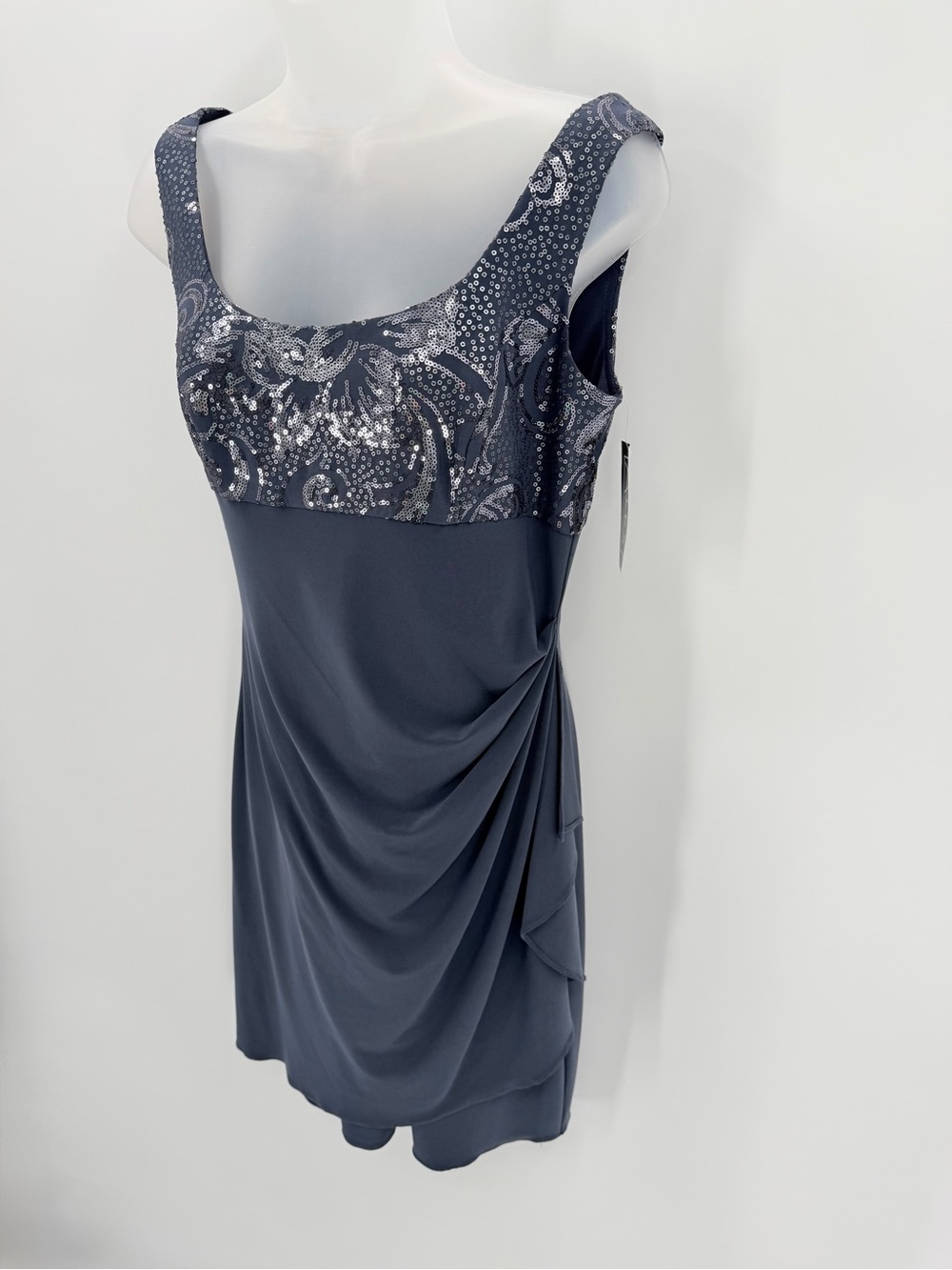 Alex Evenings Jacket Dress Womens 6P Petite 2 Pc Set Blue-gray Sparkle Cocktail - Picture 2 of 14